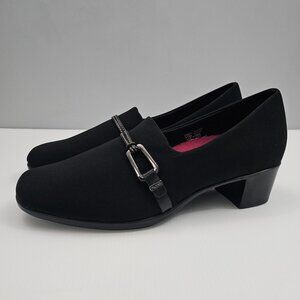 Munro Cindi II Pumps Womens 11 Black Water Resistant Low Block Heel Slip On NEW